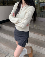 Knit snap skirt pants