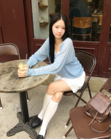 Mohair button V neck knit