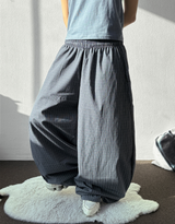 Fluffy Check Elastic Waist Balloon Pants 2Color