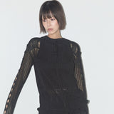 2-Way Damage Knit Long Sleeve (Black) F25QB089