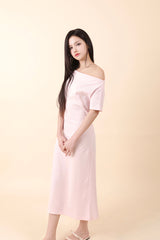 オフショルダースリットロングワンピース Pink