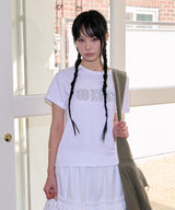 レースフラワーTシャツ - ホワイト