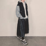 layered deconstructed denim capri shorts_blue