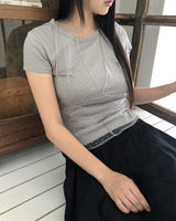 カティンドットシースルーホルターネックレイヤードショートスリーブドTシャツ
