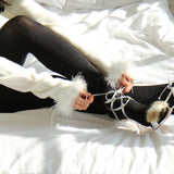 vertical stripes tights (black)