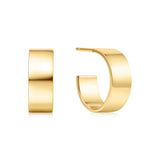 gold flat medium 14k gold plating + 925 silver earrings E062-04G
