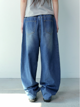 デーモンサイドダーティーロゴデニムバンディングパンツ UNISEX