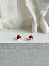 [silver925] red ball hook earring