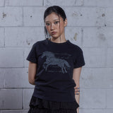 (DUC) GA Semi-Crop Short-Sleeve T-Shirt Black