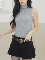 ウールアンゴラ ノースリーブ タートルネック Tシャツ