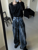 mud-Washing denim pants