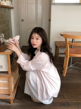 #Basic Over Cotton100 Shirt + Scrunchie Set (3color)