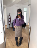 パープルスノータートルネッククロップドニットウェア