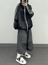 mesh track hooded jacket