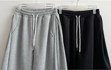 Terry Fleece side pin tuck incision string wide pants