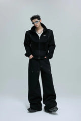 Fur Patchwork Zip-Up Hoodie