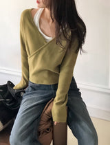 LP Cozy V-neck Wrap Knit (3color)