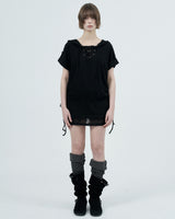 eyelet lace hood op / black