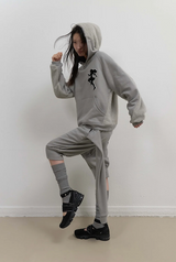 Knit Back Hoodie / Mint Grey