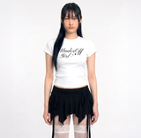 Stretch Cotton Slim Short Sleeve T-shirt Romantic White