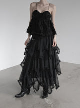Black Swan Backless Fringe Bustier Top