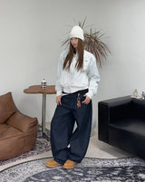 Foreign studded herringbone pants