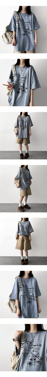 ティニ レタリング オーバーサイズフィット ショートスリーブ Tシャツ