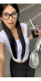 クラシックドットUネッククロップ半袖Tシャツ