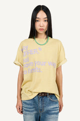 ディスターブ ストライプ プリント Tシャツ