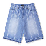 navajo pattern cut off bermuda pants light blue