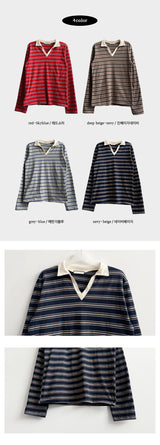 Pearlo Stripe Dangara Cara 長袖Tシャツ