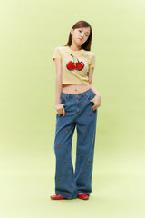 SIGNATURE BIG CHERRY CROP T-SHIRT - LEMON