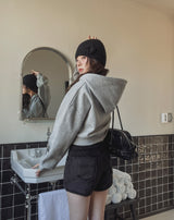[U-BASIC] Tom Brushed Two Way Crop Hood Zip-Up