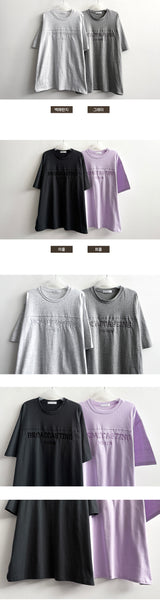 Porch Embroidered Slit Boxy Fit Short Sleeve T-shirt