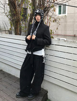 VELVET SNAP WIDE PANTS