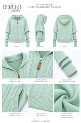 Mint Twist Hooded Knit Zip-Up
