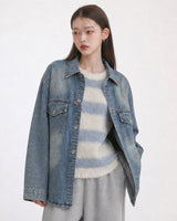 (UNISEX) Scratch Denim Shirts Jacket