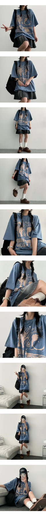 セリレタリングショートスリーブTシャツ (4 colors)