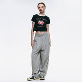 Life is a Peach Crop Ringer T-Shirt_Black