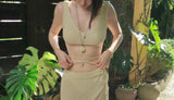 [ 2-piece / leg cover ] nutty beige full strap bikini