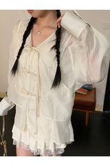 Lily frill shirring lace skirt