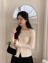#ロマティックリブオフショルダーボタンニット (3color)