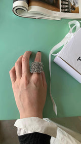 Bold silver line ball tassel ring