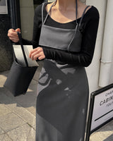 Neutral bustier long dress