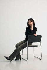 ELISE TIE SHIRRING SHIRT / BLACK