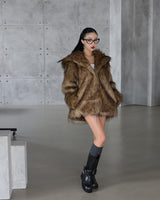 High-quality hooded fake fur jacket