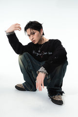IKUTO X BLACKBLOND Damage Knit Sweater - Black