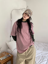 COMBI STRIPE HOOD TEE (3C)