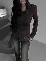 melt drape neck slim T (3color)