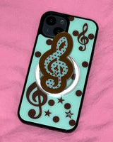 [made] Dot treble clef mint choco phone case  (glass bumper)